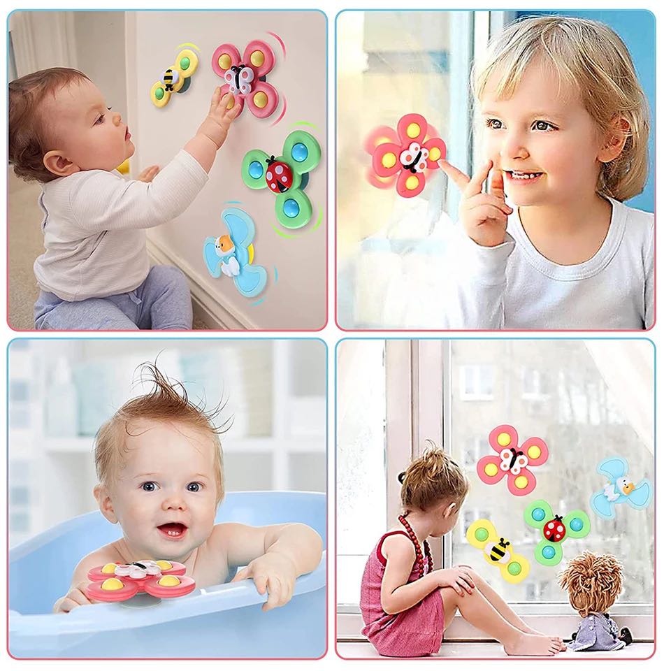 1pcs Baby Cartoon Fidget Spinner Toys Colorful Insect Gyro Educational Toy Kids Fingertip Rattle Bath Toys for Boys Girls Gift